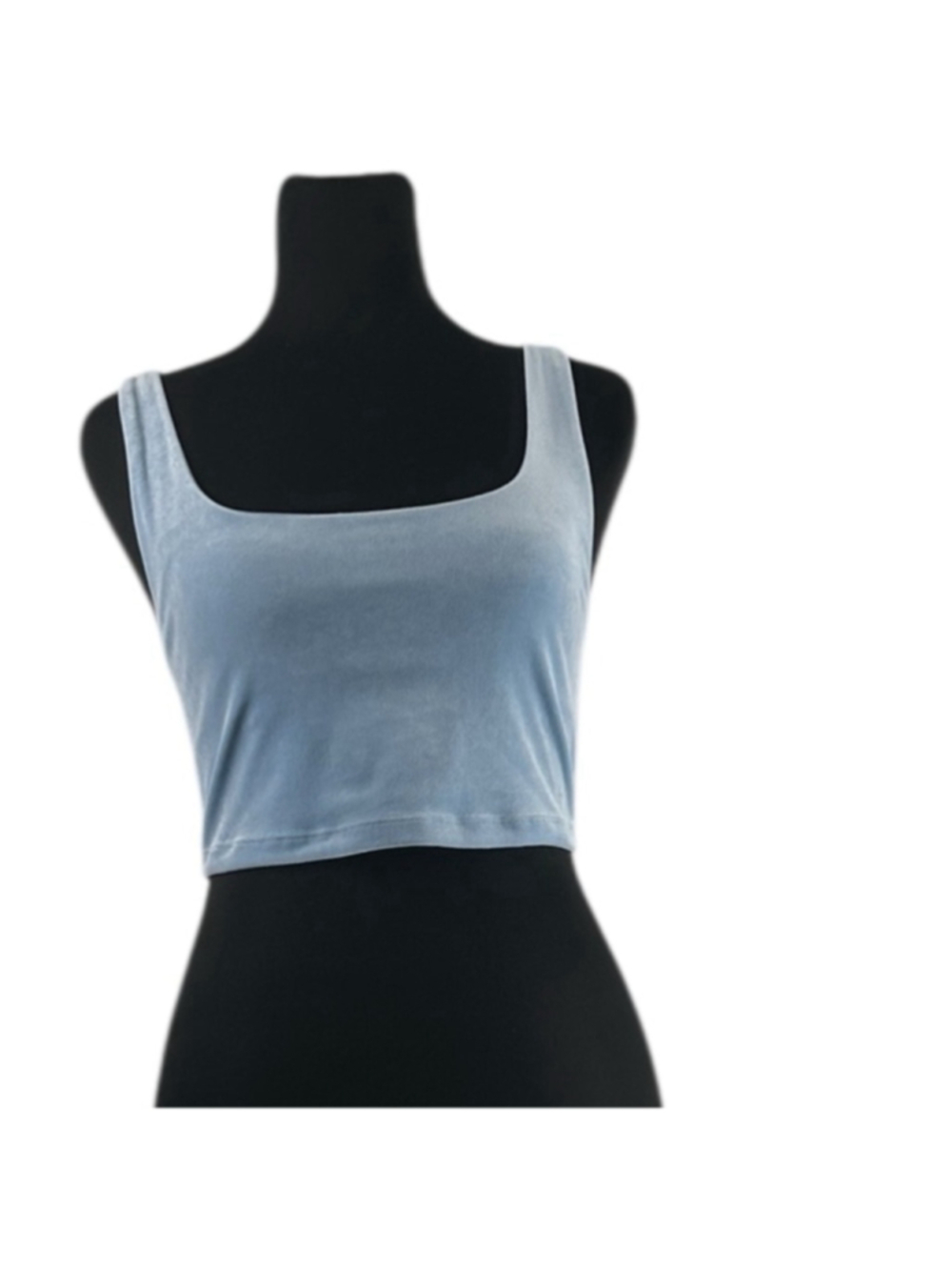 Athleta Velvet Cut Out Crop light blue workout gym lounge wear sz xs - Picture 3 of 12